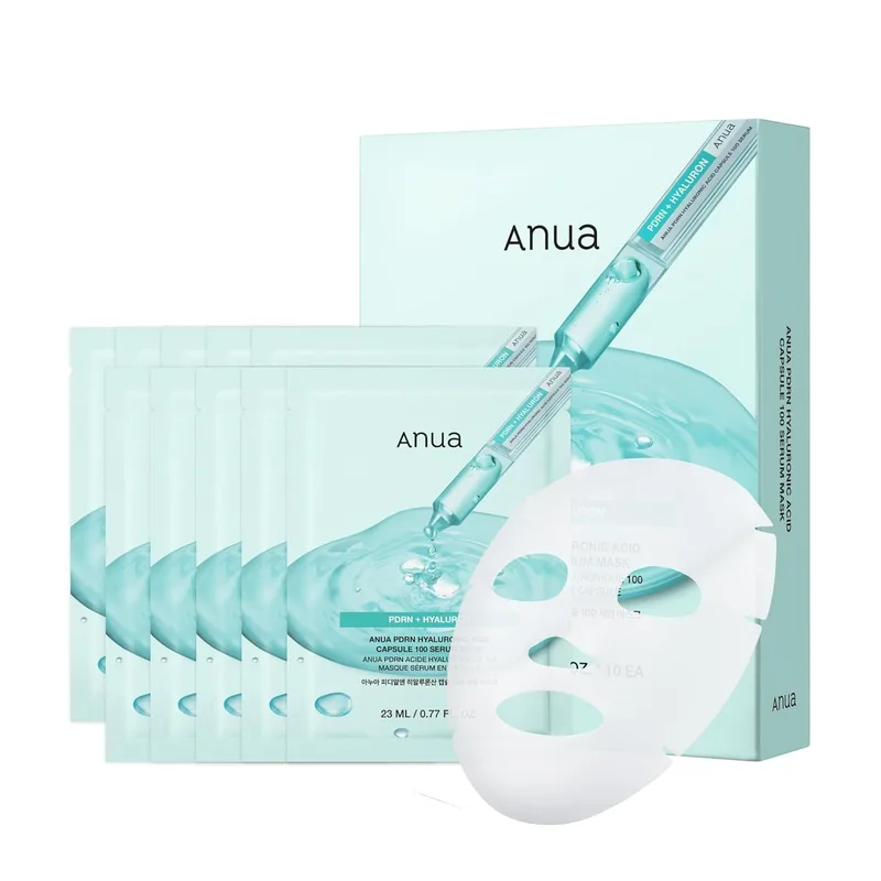 ANUA Anua PDRN Hyaluronic Acid Capsule 100 Serum Mask, Hydrating & Soothing Face Mask for Glass Skin, Dewy Glow and Firm Look