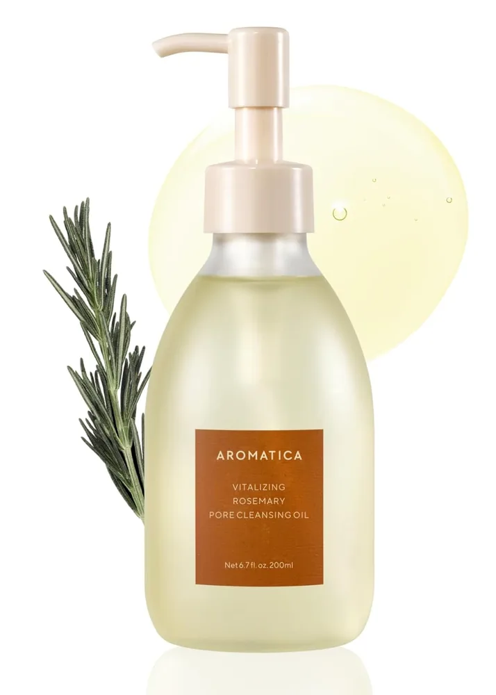 AROMATICA AROMATICA Vitalizing Rosemary Pore Cleansing Oil – Double Cleanser & Makeup Remover, Oil-Based for Gentle Sebum Control