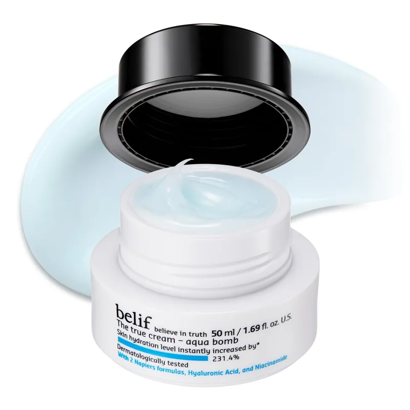 belif belif Aqua Bomb – Daily Niacinamide Hydrating Moisturizer, Lightweight Plumping Facial Cream with Hyaluronic Acid & Squa