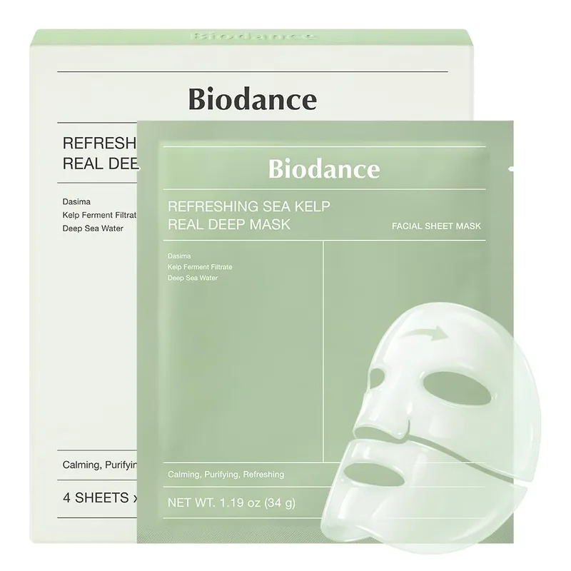 BIODANCE BIODANCE Refreshing Sea kelp Real Deep Mask, Overnight Hydrogel Face Mask, Calming, Oil & Sebum Control, Blemish Care, A