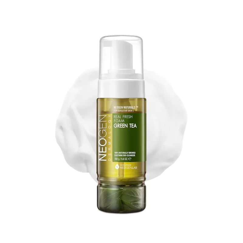 DERMALOGY by NEOGENLAB NEOGEN Dermalogy Real Fresh Foam Green Tea - Non-Stripping Foaming Facial Cleanser with Real Green Tea Leaves & Niacinam