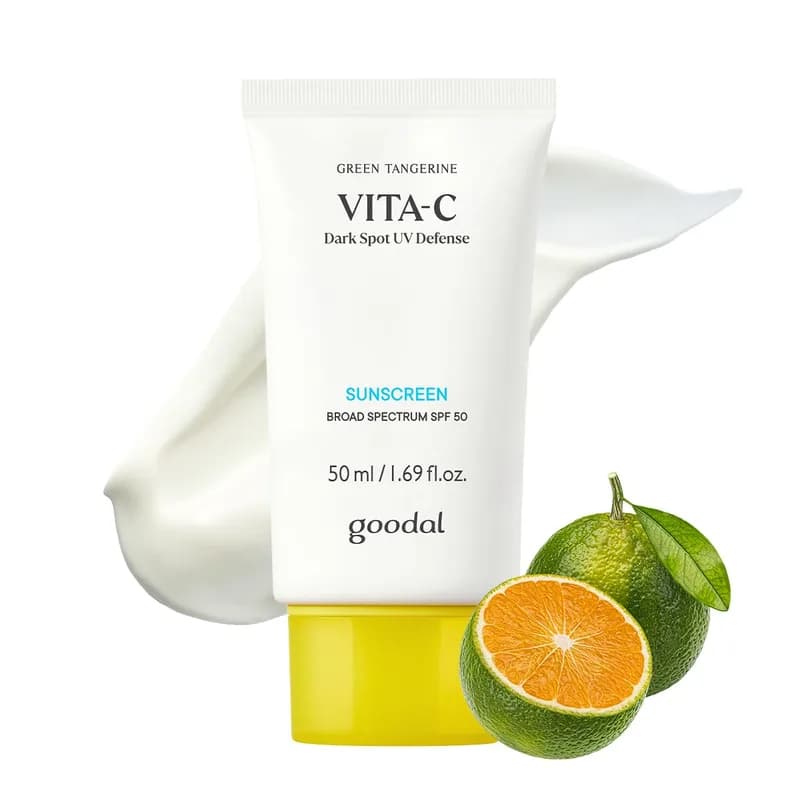 GOODAL Goodal Green Tangerine Vita-C Dark Spot UV Defense Sunscreen SPF 50, Daily Skin Care Korean Sunscreen for Face, Broad sp