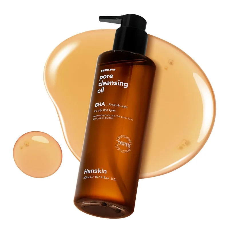 Hanskin Hanskin BHA Pore Cleansing Oil - Korean Deep Pore Cleansing Makeup & Sebum Remover XL for Oily & Combination Skin, Light