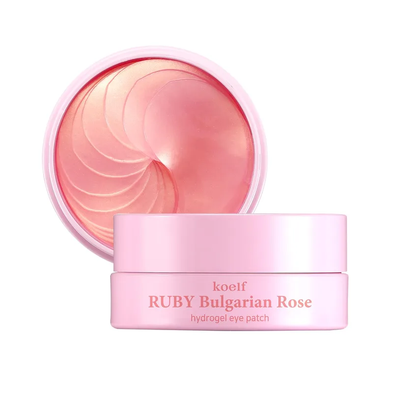 Koelf Koelf Ruby & Bulgarian Rose Hydrogel Eye Patch 60ea (30pairs) - Soothing, Hydrating Eye Mask with Rose Water, Green Tea