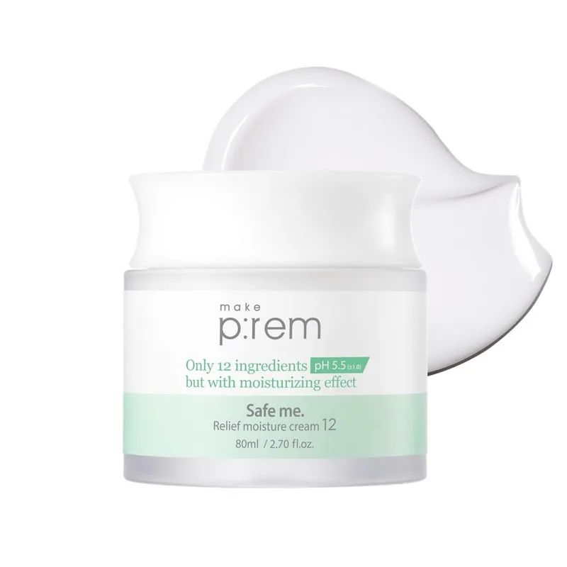 MAKEP:REM MAKE P:REM Safe Me. Relief Moisture Cream 12, Clinically Proven 48-Hour Hydration, Minimal Ingredients, EWG Green, Korea