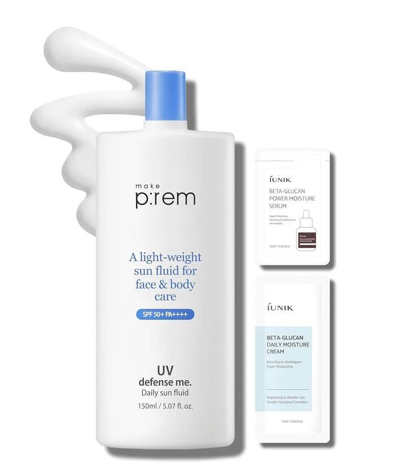 MAKEP:REM MAKEPREM Defense Me Daily Vegan Sun Fluid Non-greasy Calming Hydrating SPF 50+PA++++ Sunblock Reef-safe UV Broad Protect