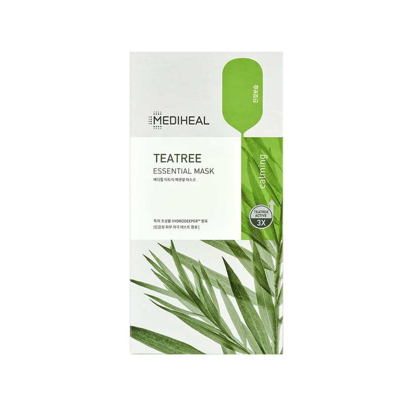 MEDIHEAL Mediheal Best Korean Sheet Mask - Tea Tree Essential Face Mask 10 Sheets For All Skin Types Korean Best Sheet Mask Sooth