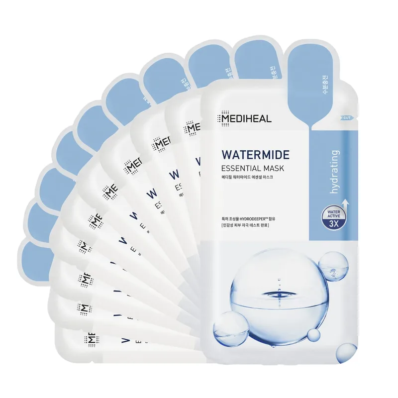 MEDIHEAL Mediheal Best Korean Sheet Mask - Watermide Essential Face Mask 10 Sheets For All Skin Types Korean Best Sheet Mask Hydr