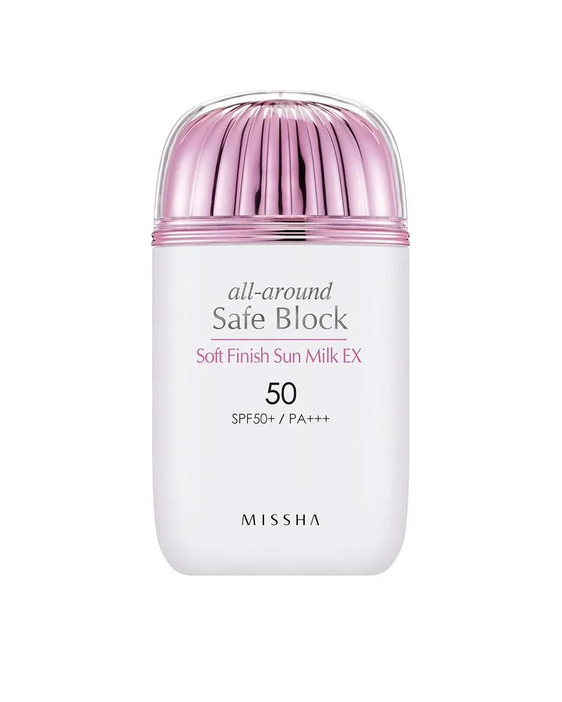 MISSHA Missha All Around Safe Block Soft Finish Sun Milk EX SPF50+/PA+++ (40ml), facial, beach, sun cream, non irritating formu
