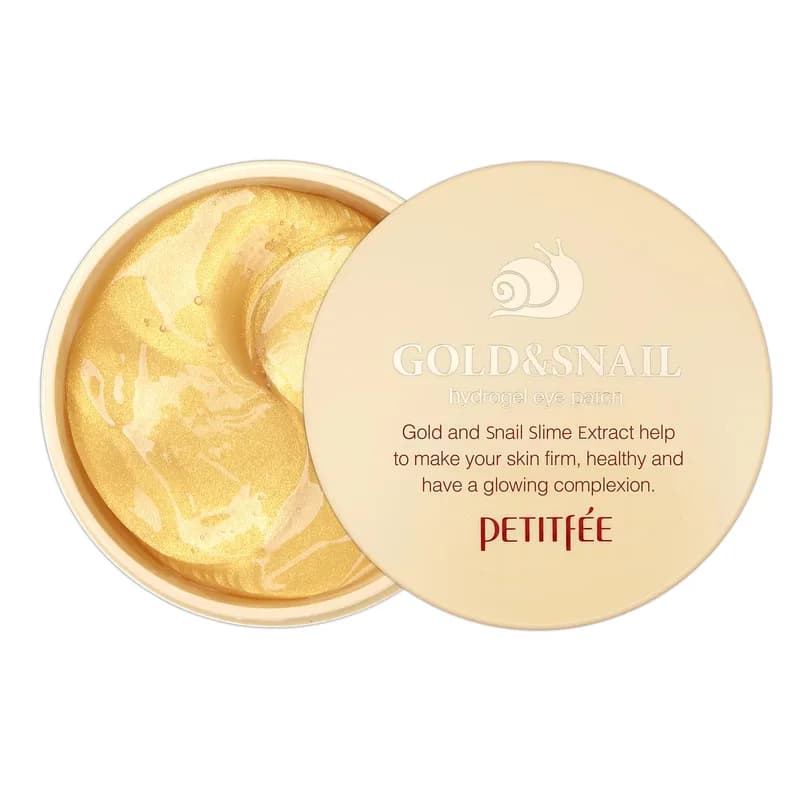Petitfee Petitfee Gold & Snail Hydrogel Eye Patch 60ea (30pairs) - 24k Gold Snail Eye Mask for Firming, Healthy Skin, Hydrating,