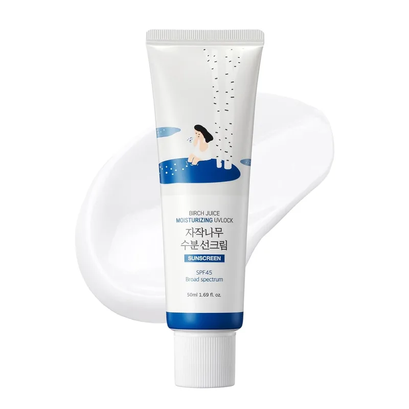 ROUND LAB ROUND LAB Birch Juice Moisturizing UV LOCK SPF 45, 1.69 Fl Oz, Hydrating Lotion-like Lightweight Glow Sunscreen for Sens