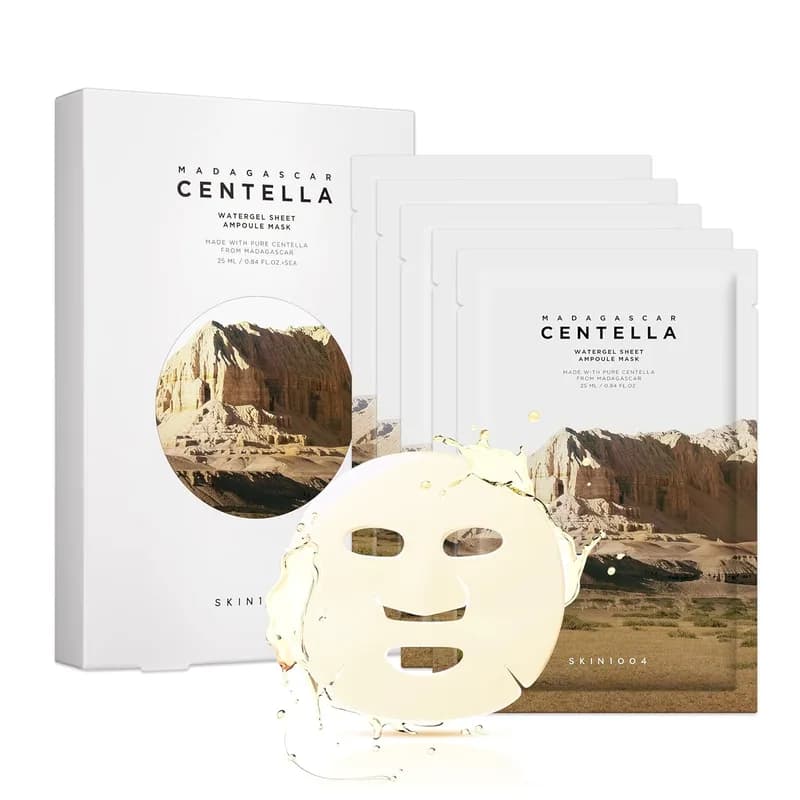 SKIN1004 SKIN1004 Madagascar Centella Watergel Sheet Ampoule Mask, 5ea, Korean Face Mask with Centella Asiatica, Hydrating Face M