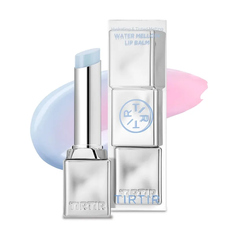 TIRTIR TIRTIR Water Mellow Lip Balm, 01 Icy Blue, 0.11 Fl Oz – pH Color Changing Organic Korean Lip Care, Lightweight Deep Hydr